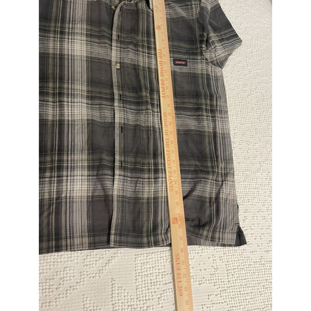 Dickies Mens Large Multicolor Plaid Relaxed Fit Short Sleeve Button Up Shirt - Picture 9 of 10